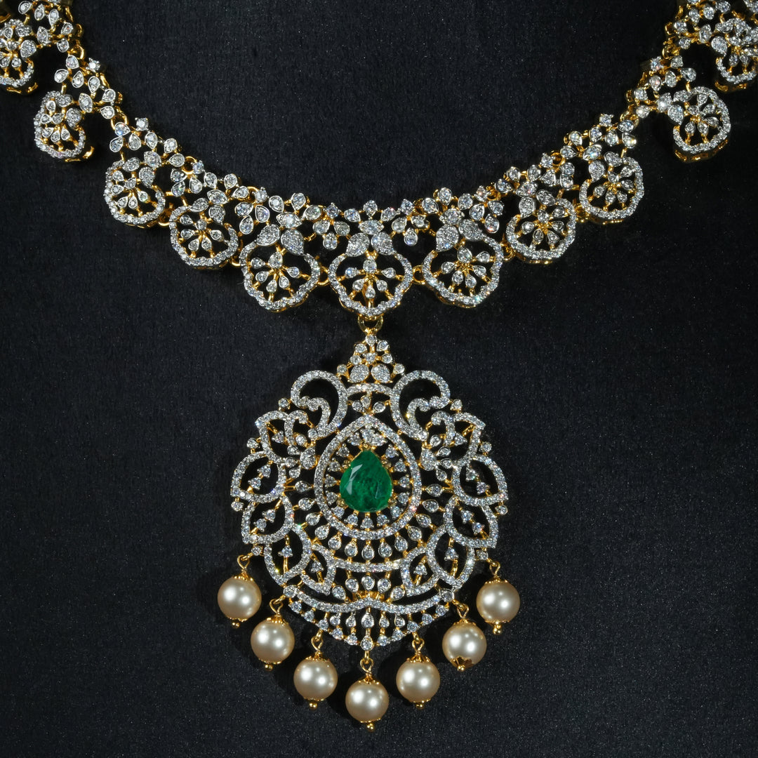 CZ Silver Emerald Necklace
