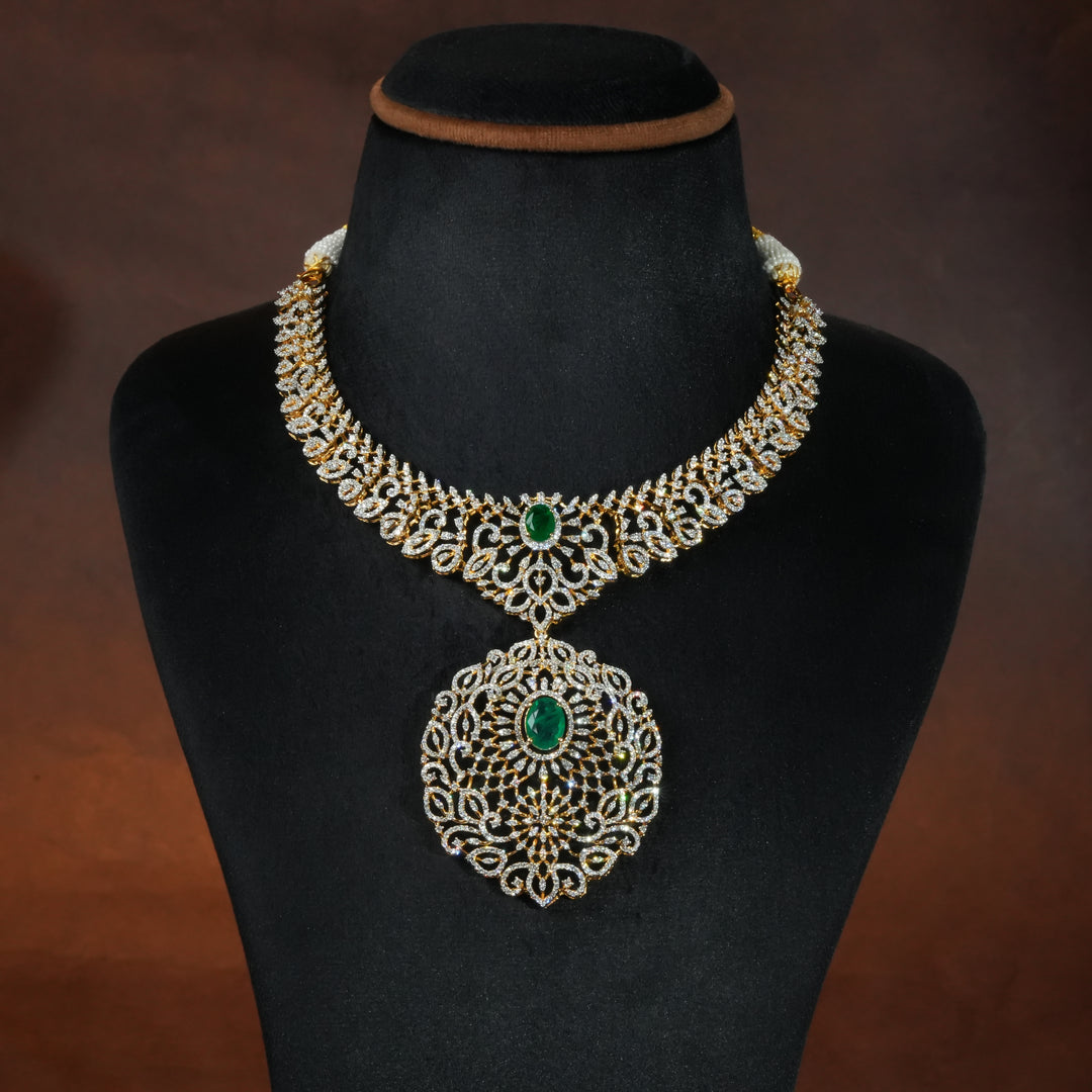 CZ Silver Emerald Necklace