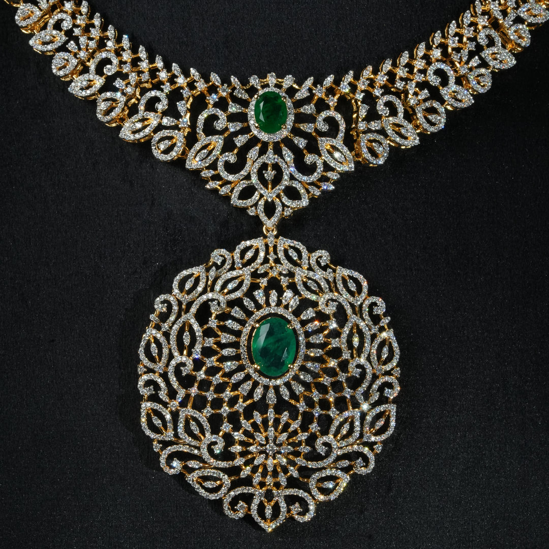 CZ Silver Emerald Necklace