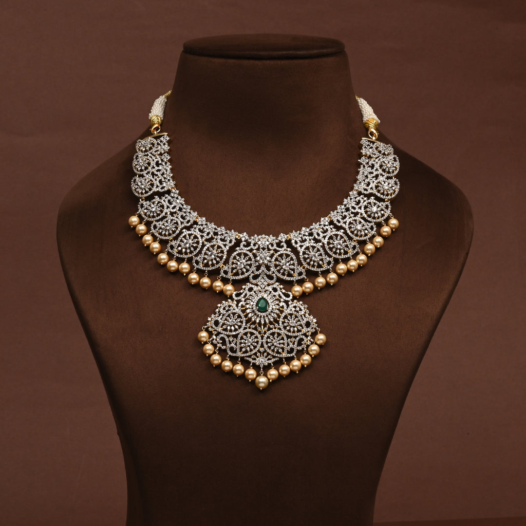 CZ Silver Emerald Necklace