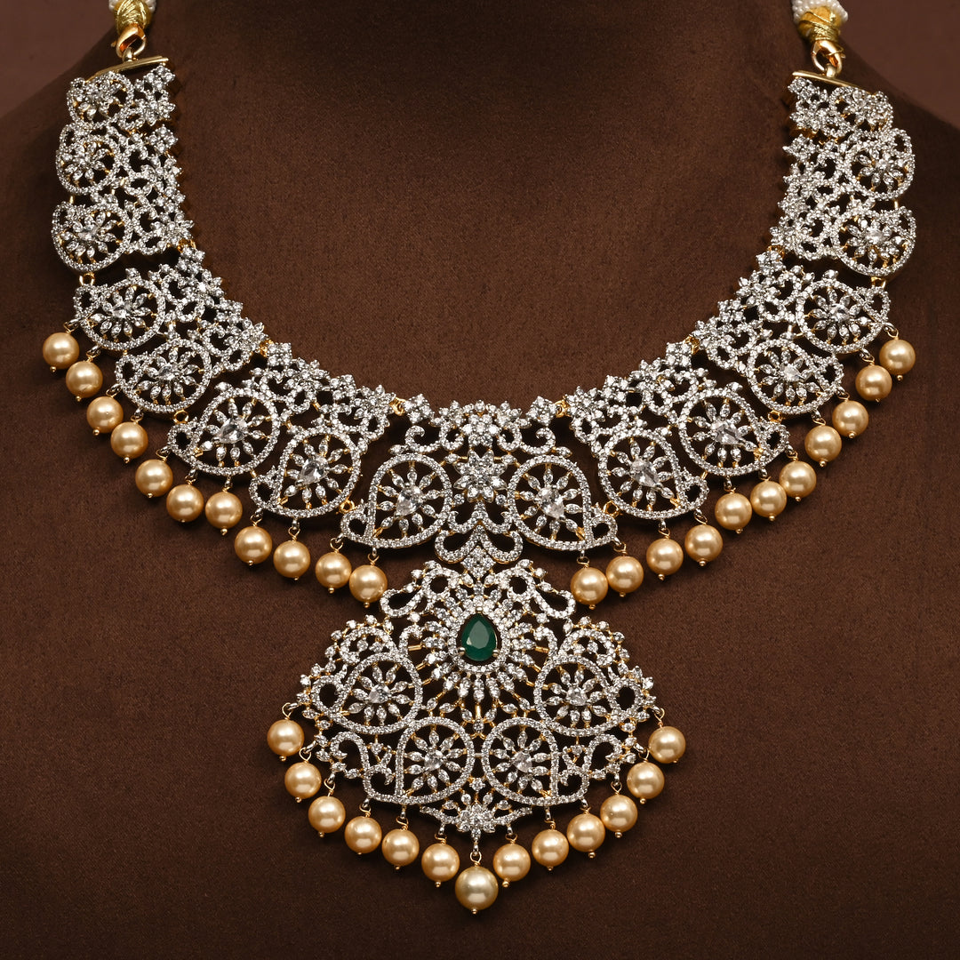 CZ Silver Emerald Necklace