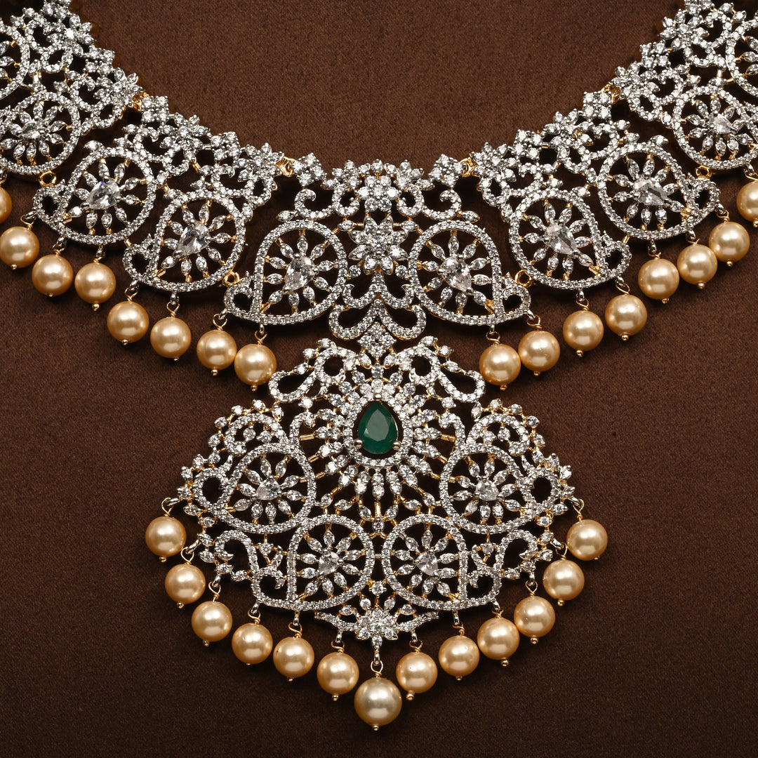 CZ Silver Emerald Necklace