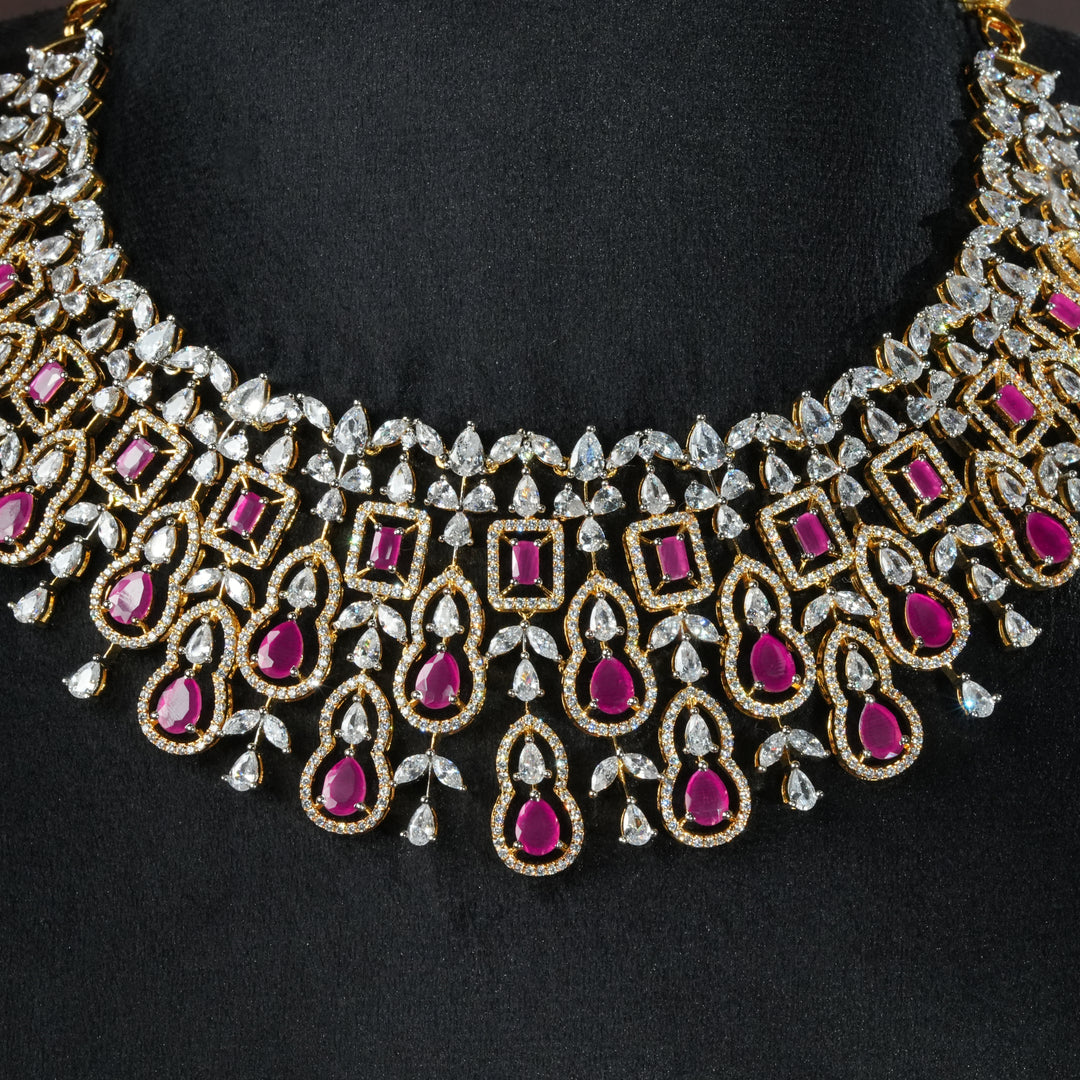 CZ Silver Ruby Necklace