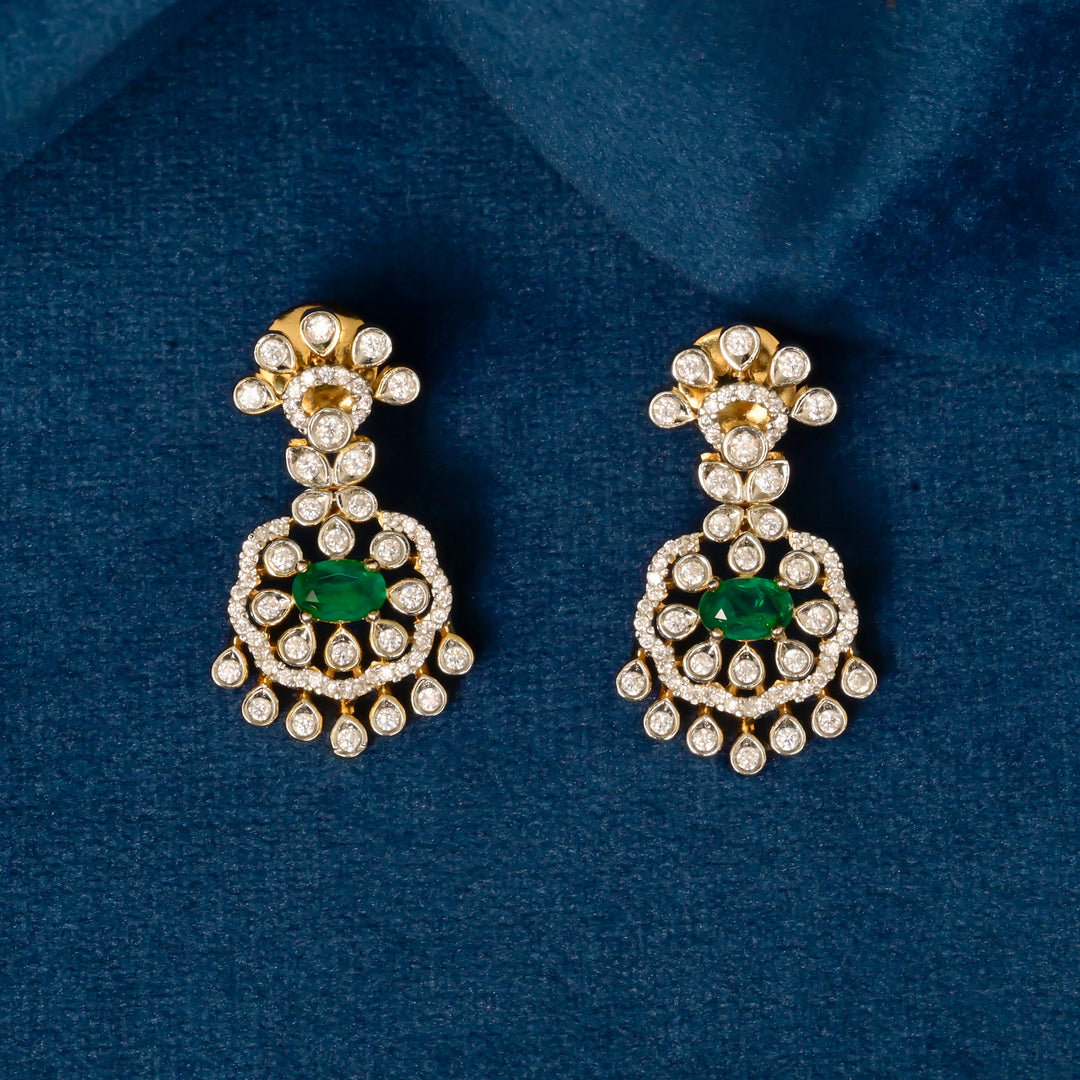 Handcrafted designer 92.5 silver cz emerald earrings with premium cz stones, semi precious emerald embellishments and floral motifs . Perfect for bridal wear, festive occasions, weddings, and traditional ethnic styling.
Sri fine jewellery, Hyderabad. 