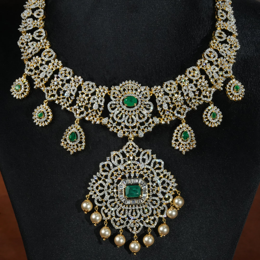 CZ Silver Emerald Necklace