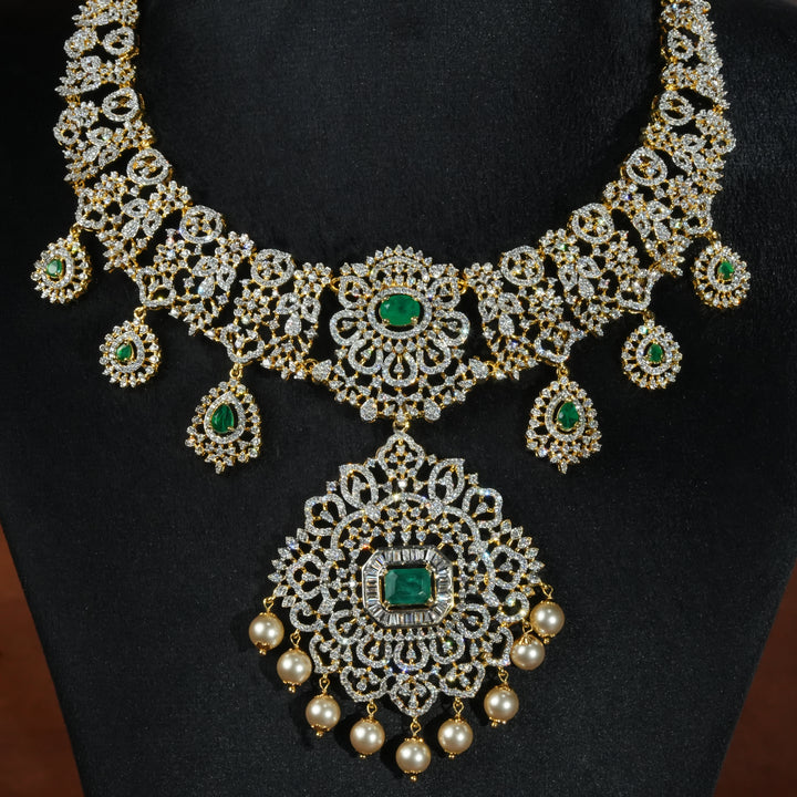 CZ Silver Emerald Necklace