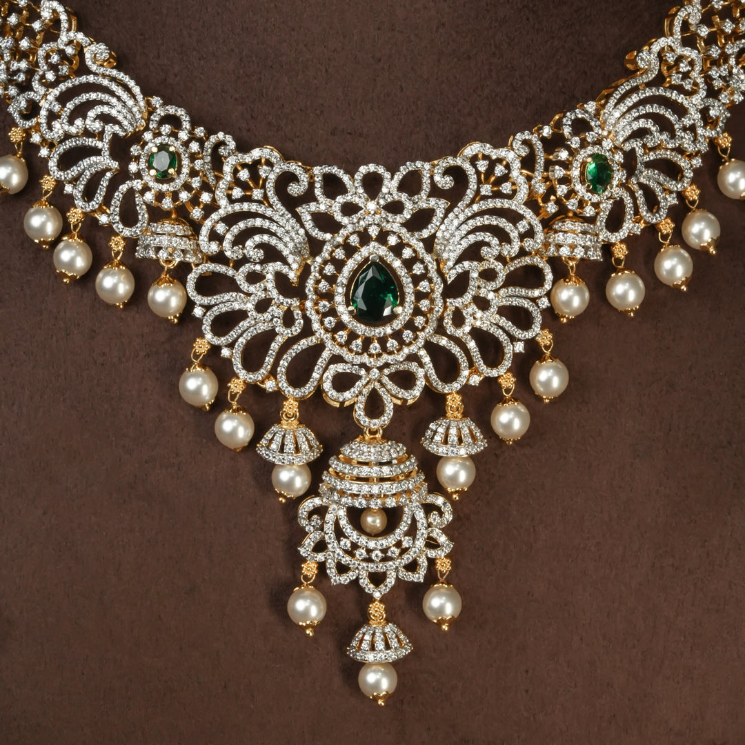 CZ Silver Emerald Necklace