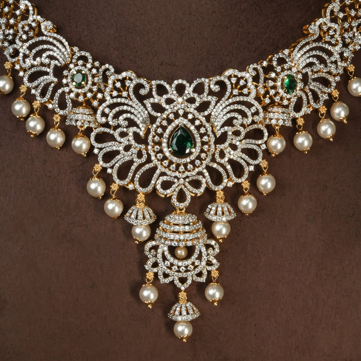CZ Silver Emerald Necklace