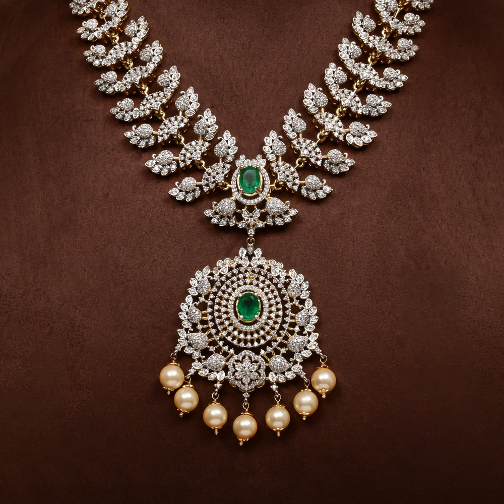 Hriday collection of 92.5 silver short necklace with CZ stones, intricate  design for bridal and festive wear by Sri fine jewellery, Hyderabad.
(https://www.srifinejewellery.com)