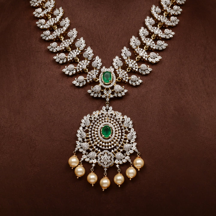 Hriday collection of 92.5 silver short necklace with CZ stones, intricate  design for bridal and festive wear by Sri fine jewellery, Hyderabad.
(https://www.srifinejewellery.com)