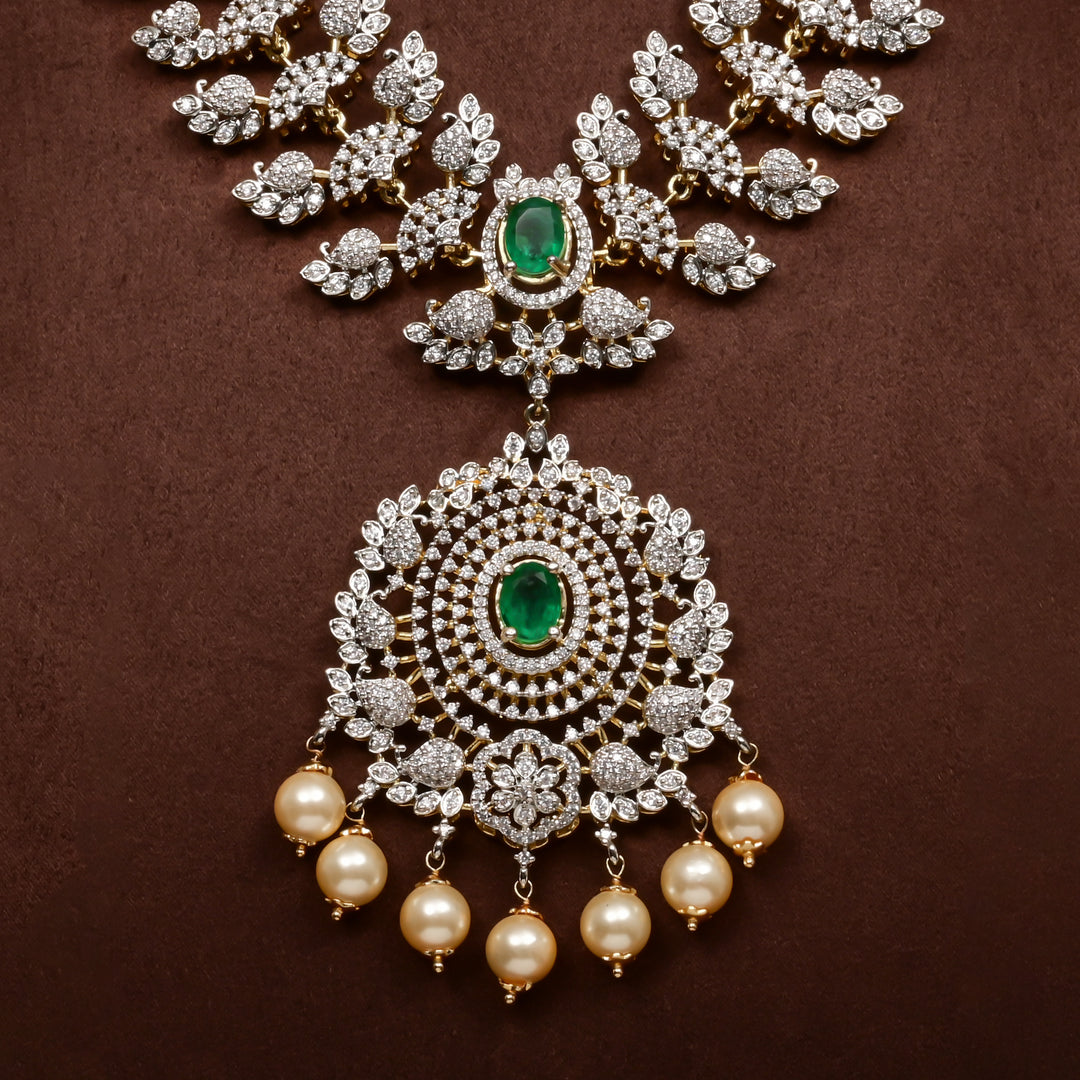 Hriday collection of 92.5 silver short necklace with CZ stones, intricate  design for bridal and festive wear by Sri fine jewellery, Hyderabad.
(https://www.srifinejewellery.com)