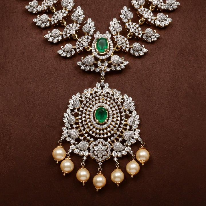Hriday collection of 92.5 silver short necklace with CZ stones, intricate  design for bridal and festive wear by Sri fine jewellery, Hyderabad.
(https://www.srifinejewellery.com)