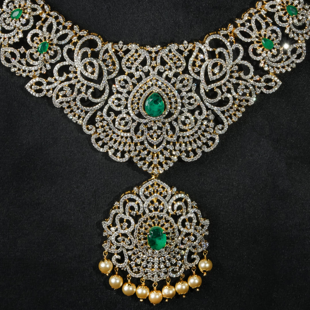 CZ Silver Emerald Necklace