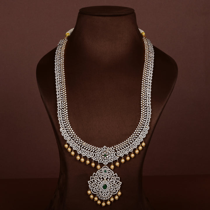 Luxury bridal necklace set in 92.5 silver with semi-precious emerald stones, antique finish and intricate design, handcrafted wedding jewellery for brides by Sri Fine Jewellery, Hyderabd(https://srifinejewellery.com)
