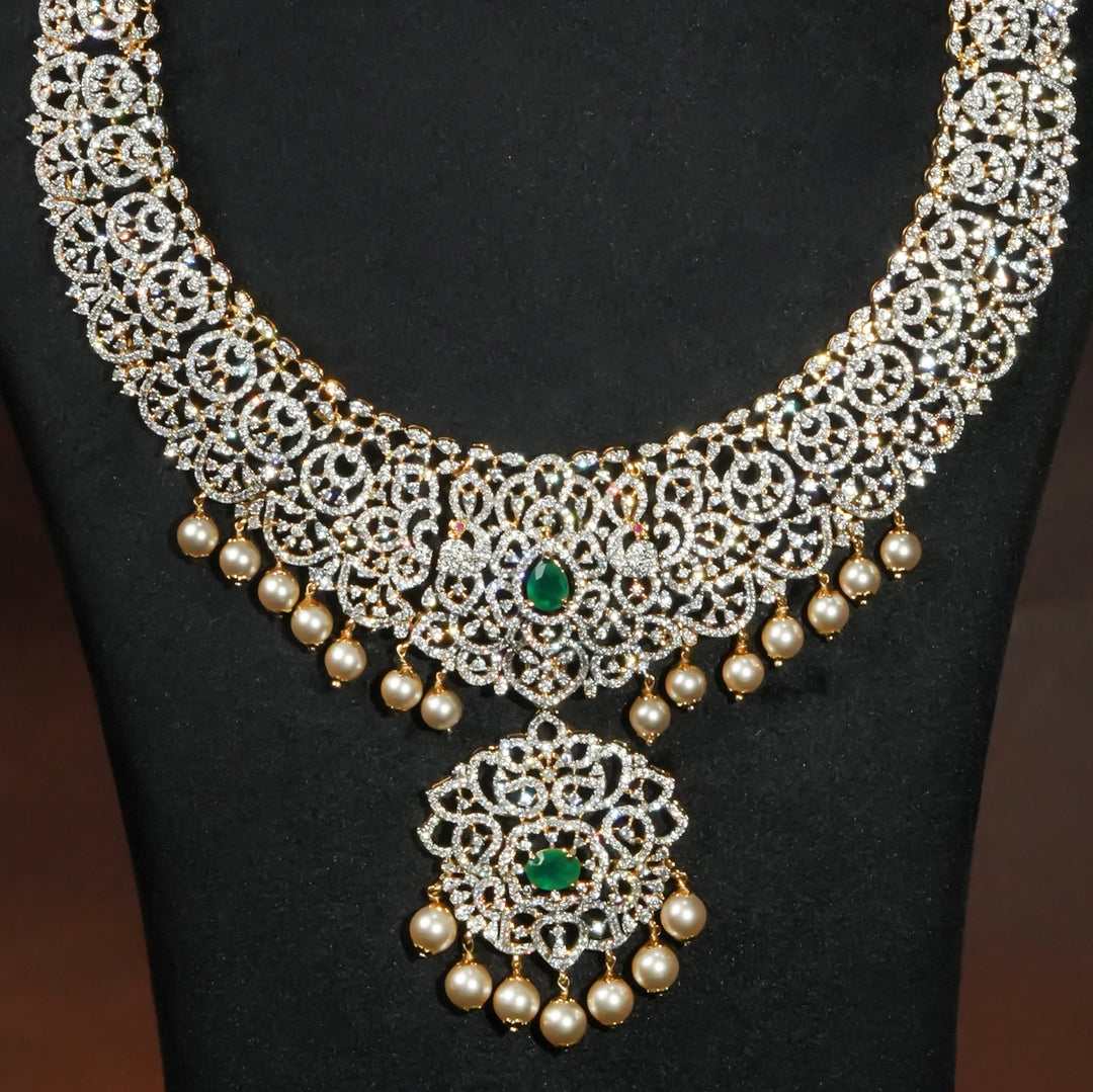 CZ Silver Emerald Necklace