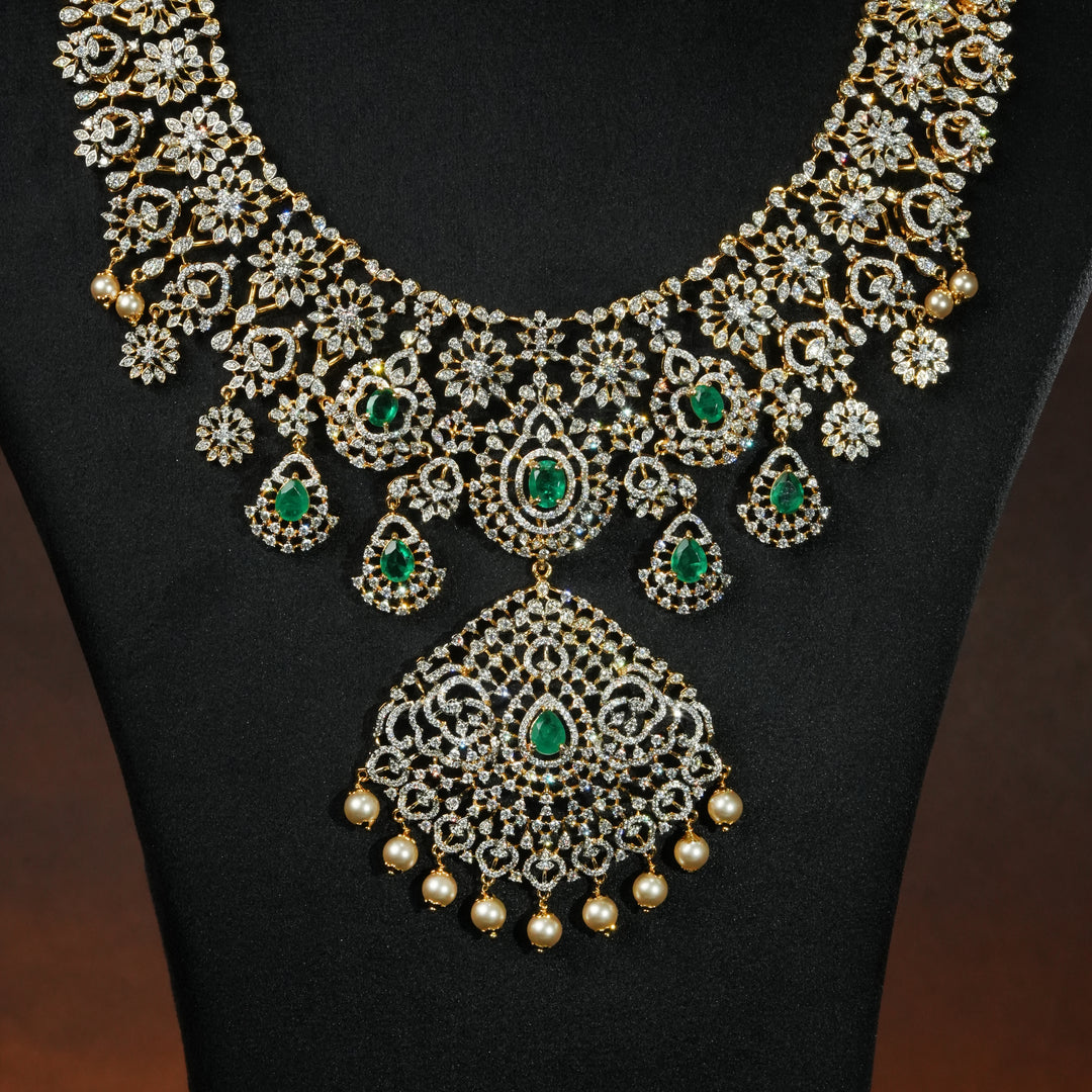 CZ Silver Emerald Necklace