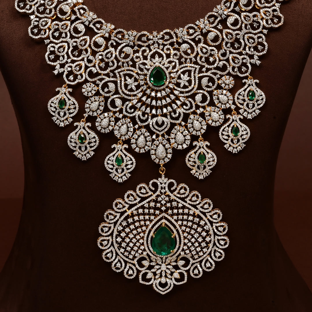 CZ Silver Emerald Necklace