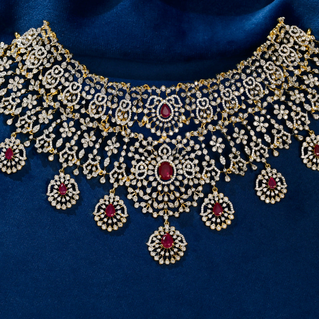 CZ Silver Ruby Choker
