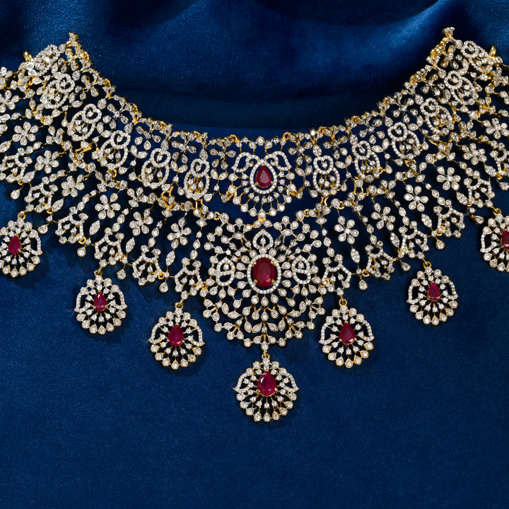 CZ Silver Ruby Choker