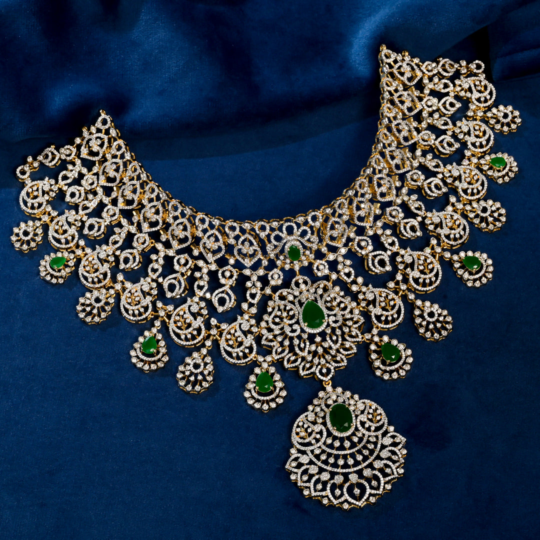 Full view of premium 92.5 silver cz ruby choker with intricate detailing by Sri Fine Jewellery, Hyderabad(https://srifinejewellery.com)