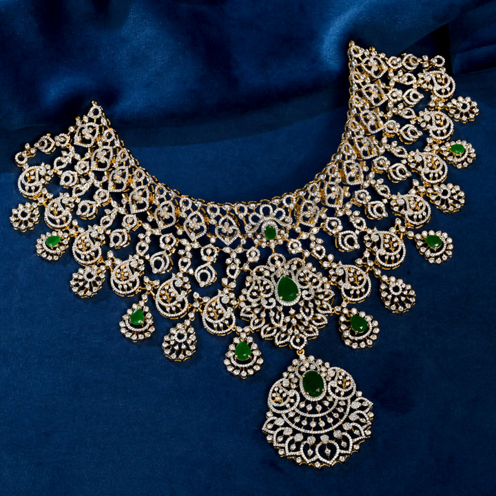 Full view of premium 92.5 silver cz ruby choker with intricate detailing by Sri Fine Jewellery, Hyderabad(https://srifinejewellery.com)