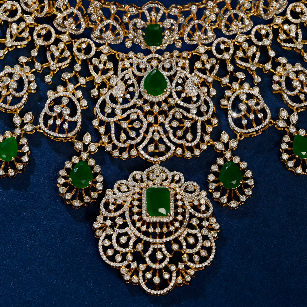 Close-up view of premium 92.5 silver cz ruby choker with intricate detailing by Sri Fine Jewellery, Hyderabad (https://srifinejewellery.com)