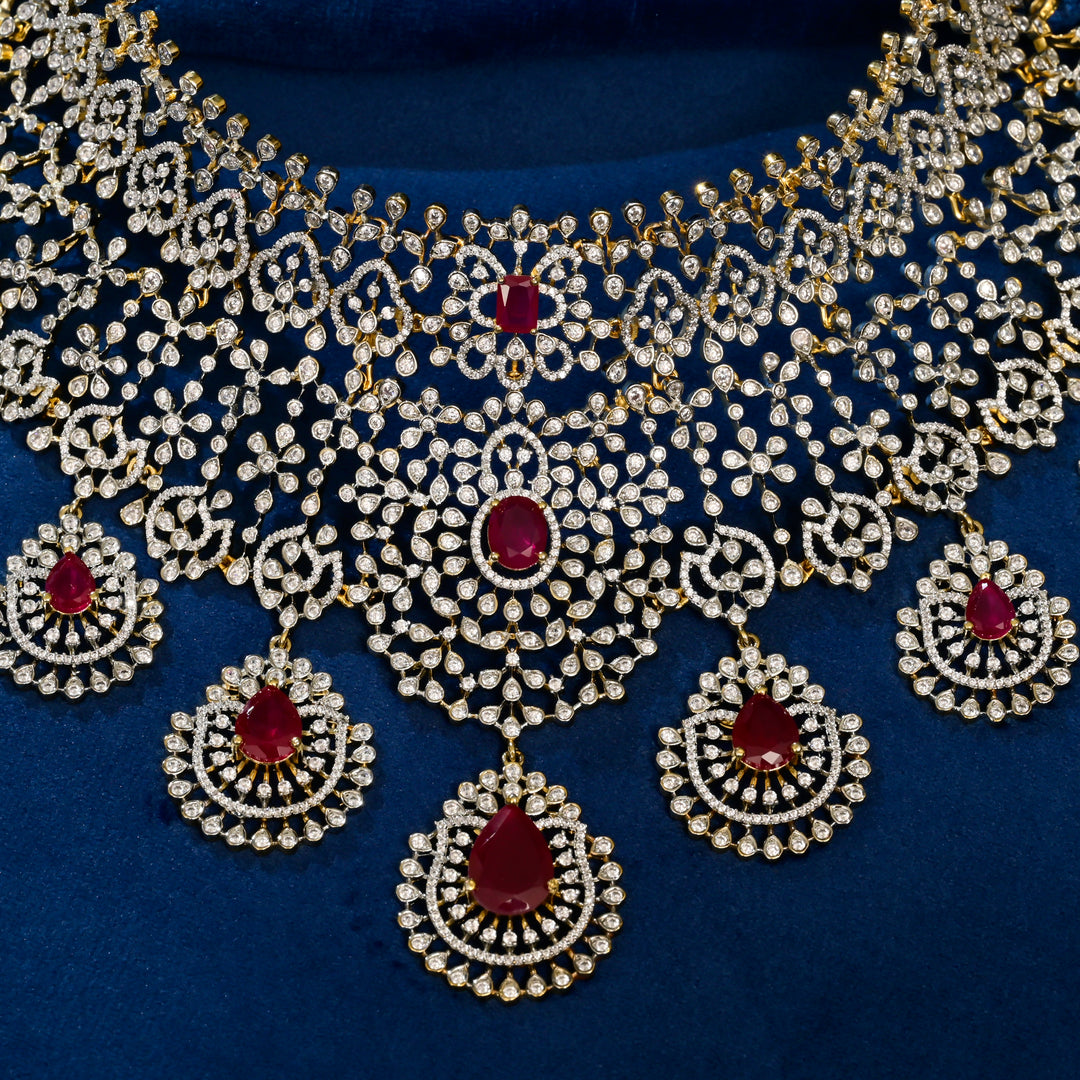 CZ Silver Ruby Choker