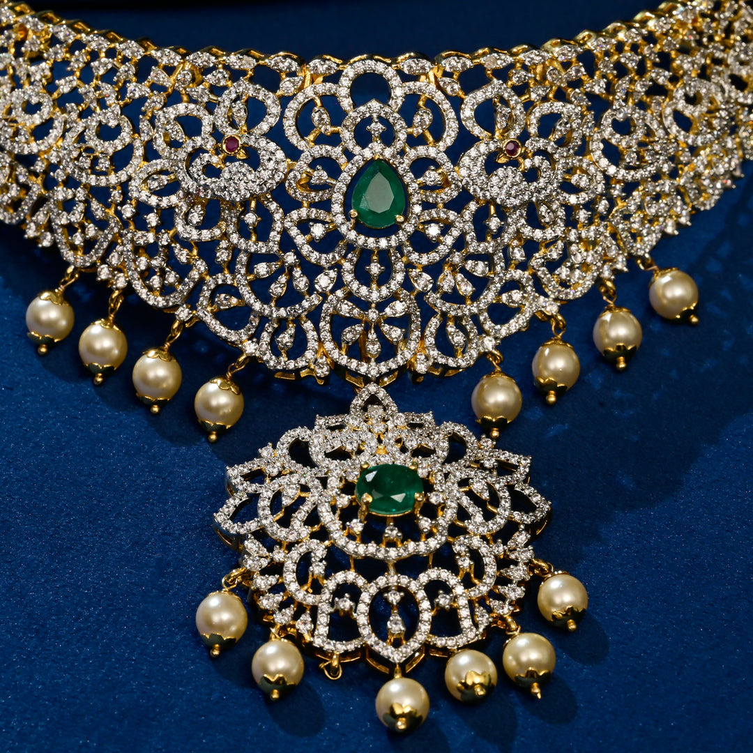 CZ Silver Emerald Choker