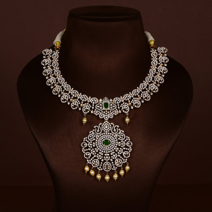 CZ Silver Emerald Necklace
