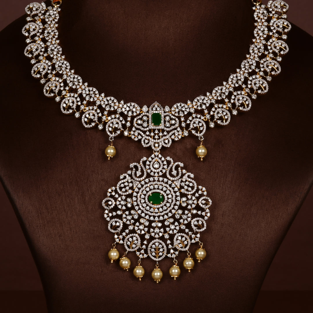 CZ Silver Emerald Necklace