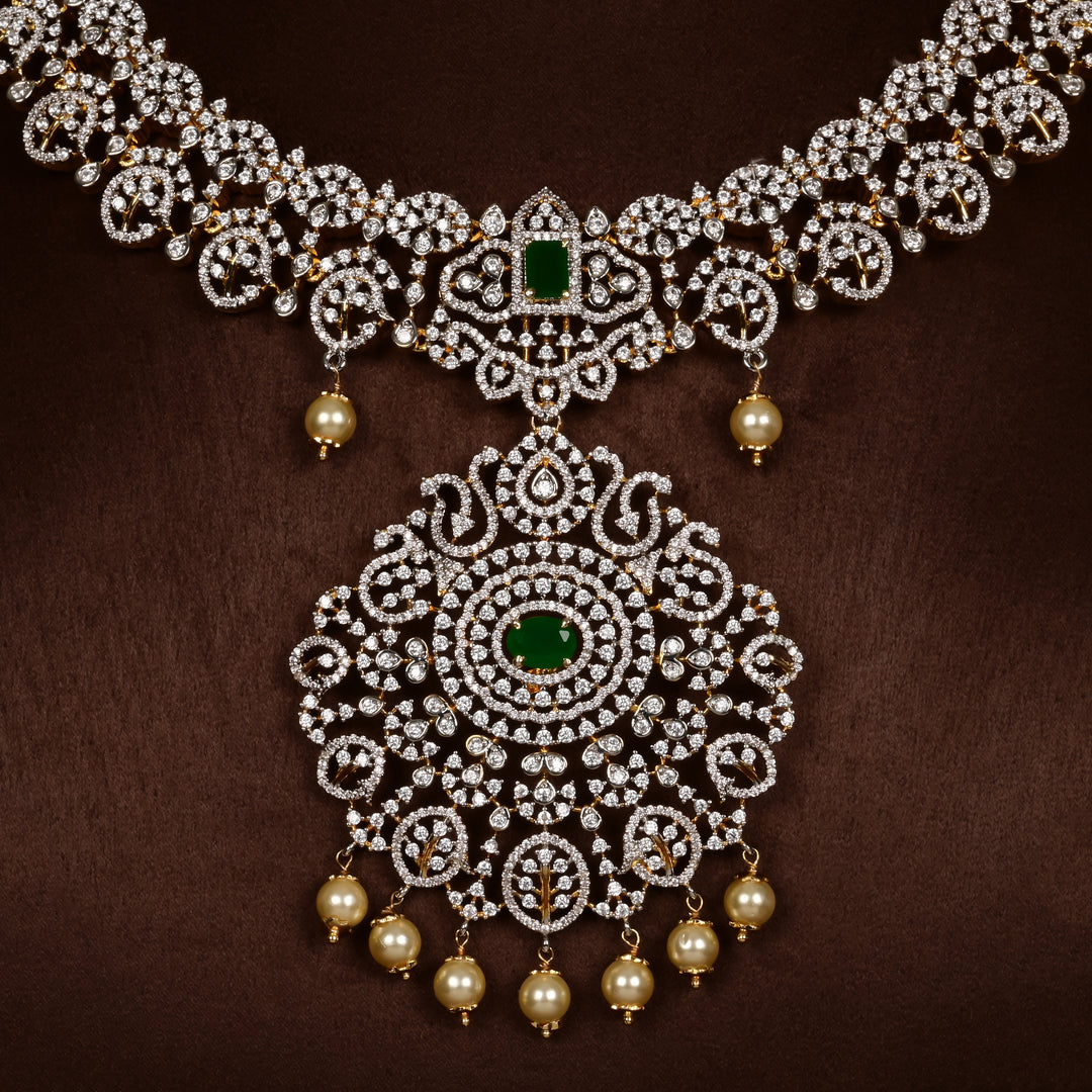CZ Silver Emerald Necklace