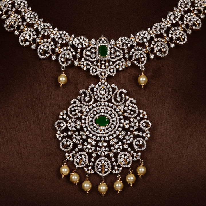 CZ Silver Emerald Necklace