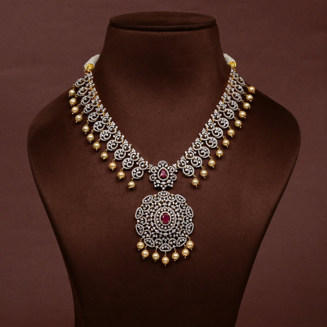 CZ Silver Ruby Necklace