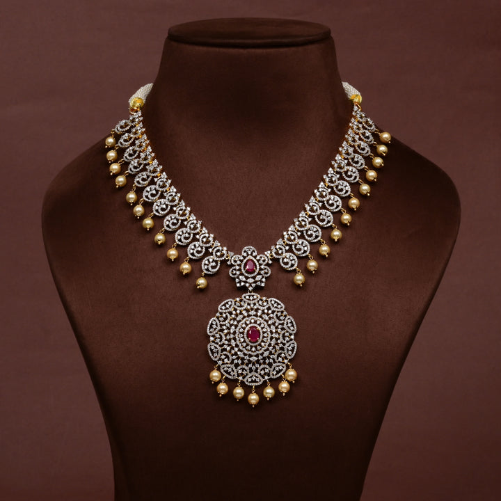 CZ Silver Ruby Necklace