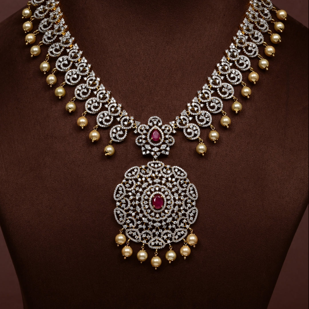 CZ Silver Ruby Necklace