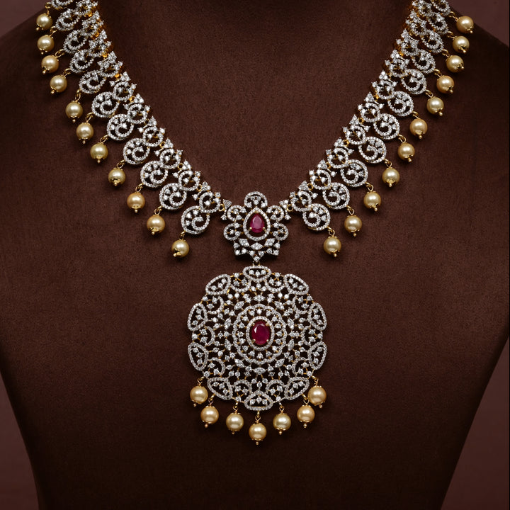CZ Silver Ruby Necklace