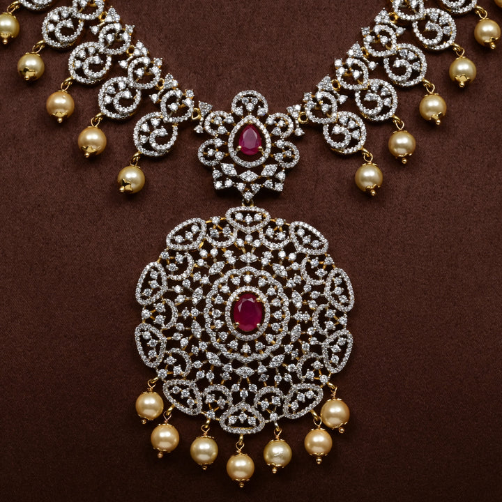 CZ Silver Ruby Necklace
