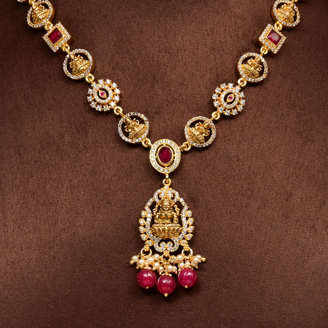 Silver Temple Nakshi Necklace