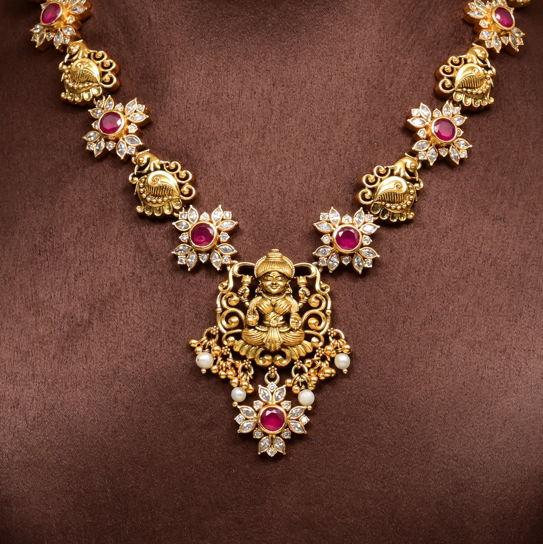 Silver Temple Nakshi Necklace