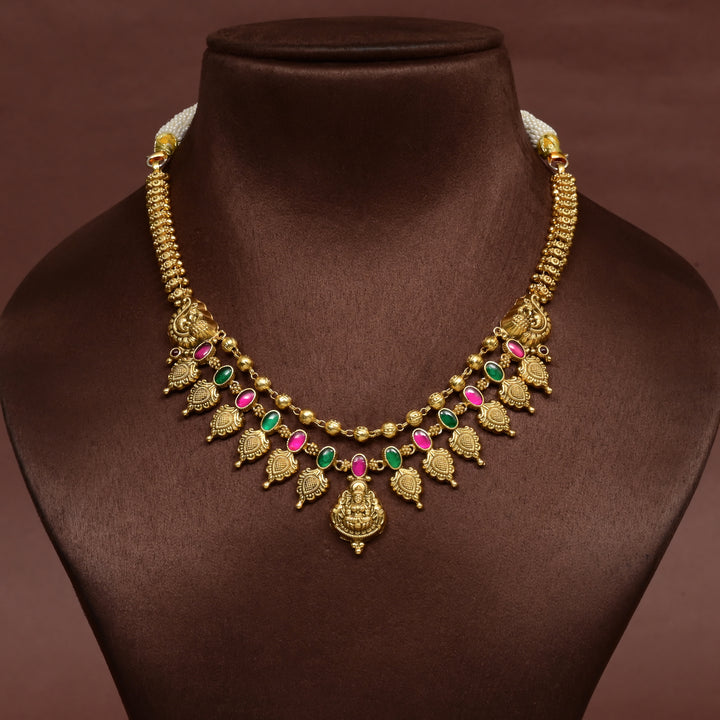 Women's traditional 92.5 silver temple necklace with intricate heritage craftsmanship by Sri Fine Jewellery Hyderabad (https://srifinejewellery.com)