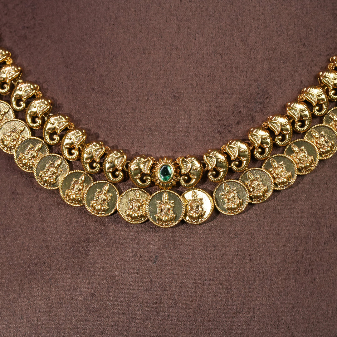 Traditional 92.5 silver temple necklace with elephant motifs, and intricate heritage craftsmanship by Sri Fine Jewellery Hyderabad 