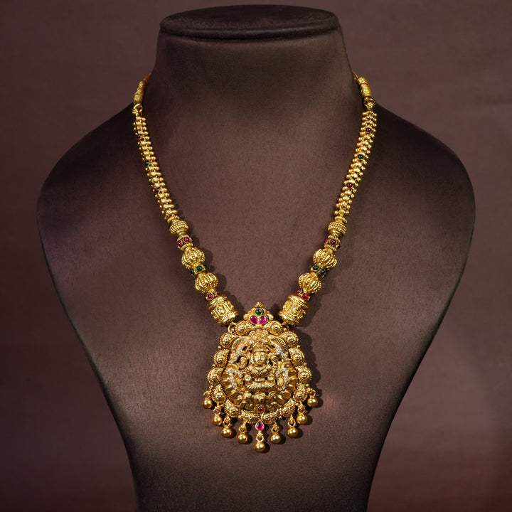 Traditional 92.5 silver temple nakshi necklace with intricate heritage craftsmanship by Sri Fine Jewellery Hyderabad (https://srifinejewellery.com)
