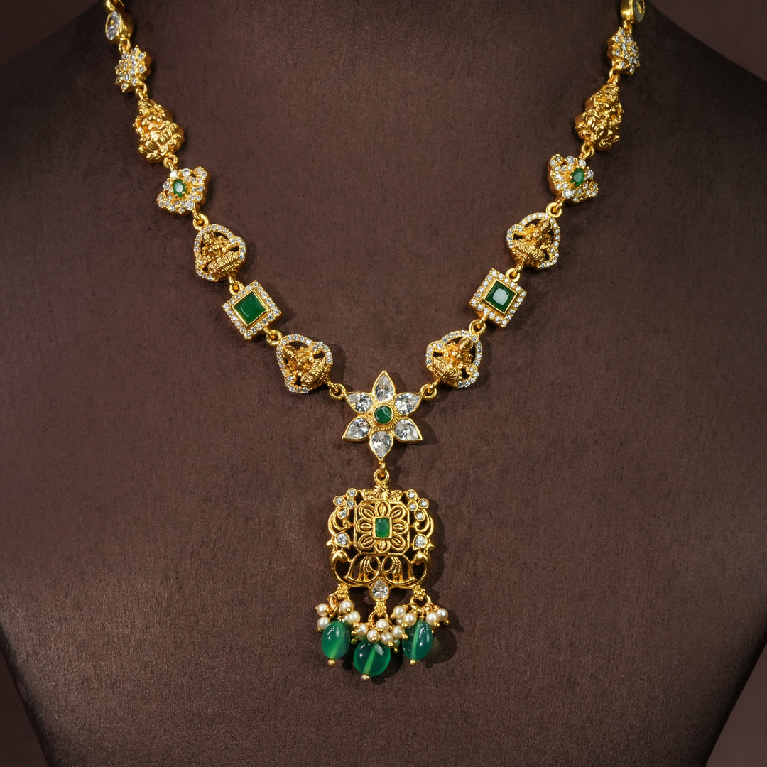Silver Temple Nakshi Necklace
