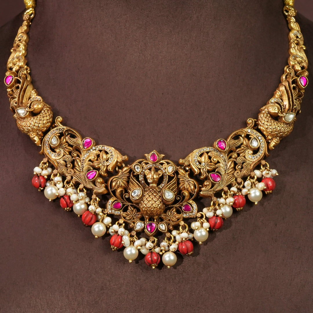 Silver Temple Nakshi Necklace