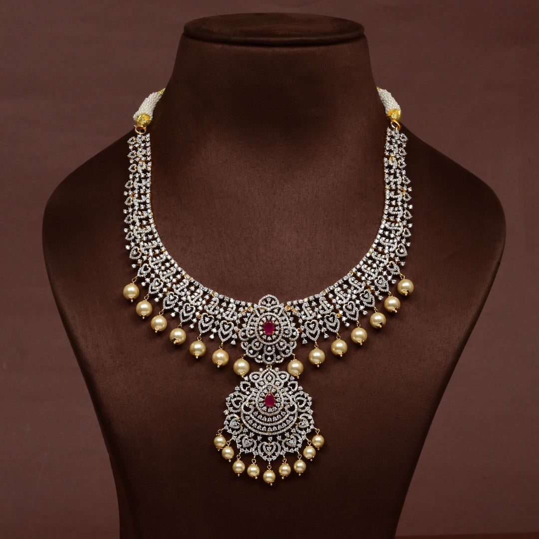 CZ Silver Ruby Necklace