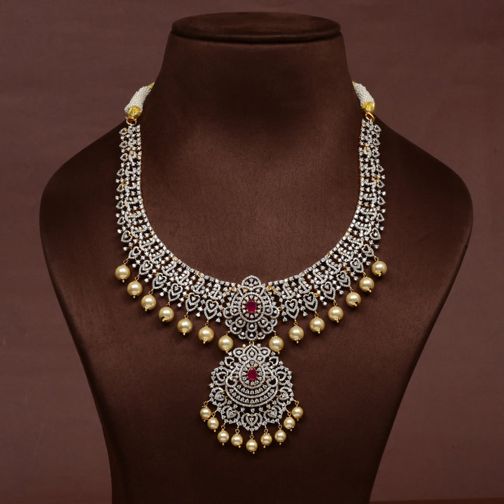 CZ Silver Ruby Necklace