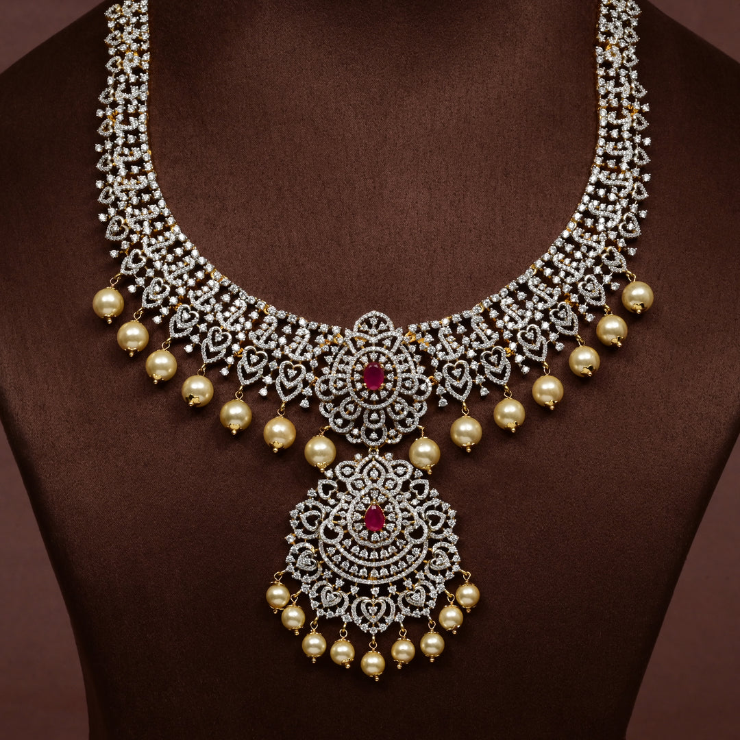 CZ Silver Ruby Necklace