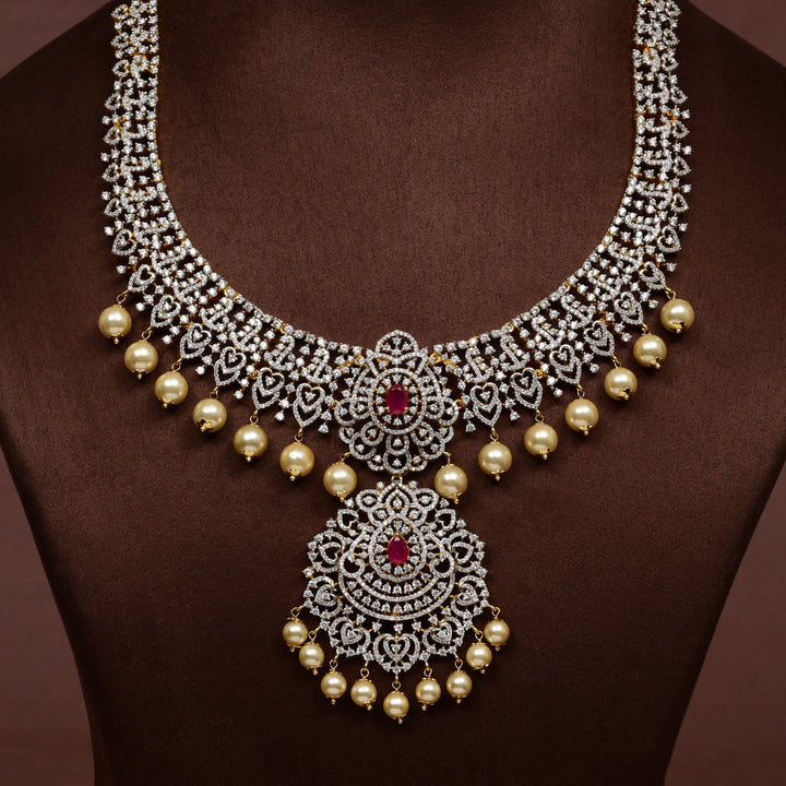 CZ Silver Ruby Necklace