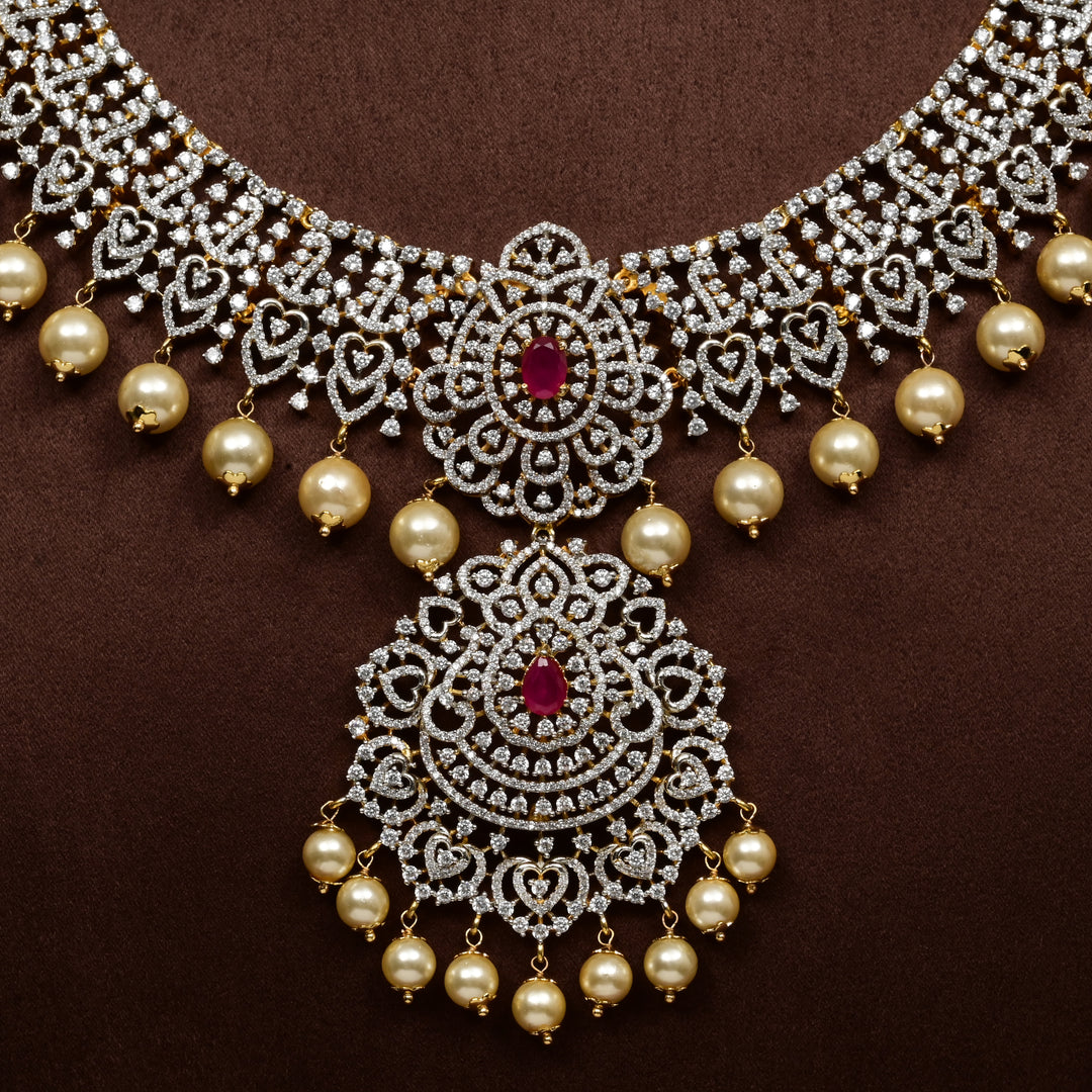 CZ Silver Ruby Necklace