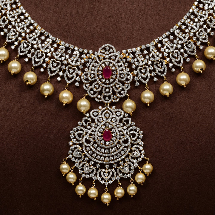 CZ Silver Ruby Necklace